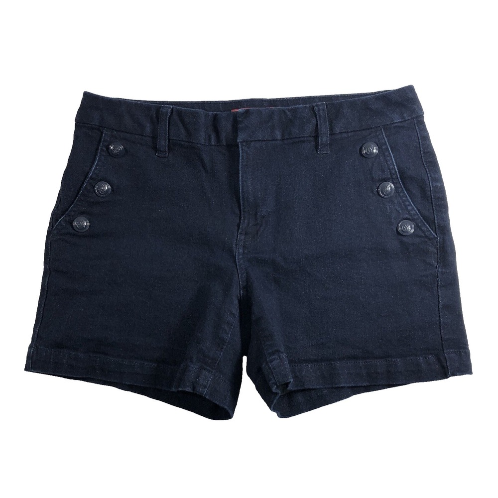 Tommy Hilfiger Shorts Women's Size 6‎ Denim Dark Blue Sailor Button Accents 4"